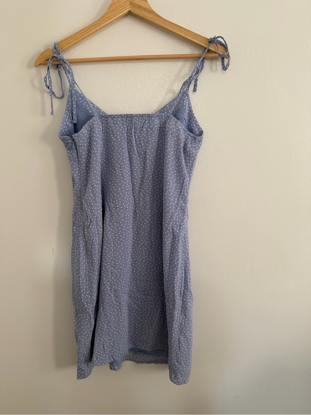 Abercrombie & Fitch Light Blue Polka Dot Tie-Strap Mini Dress - Picture 2 of 9